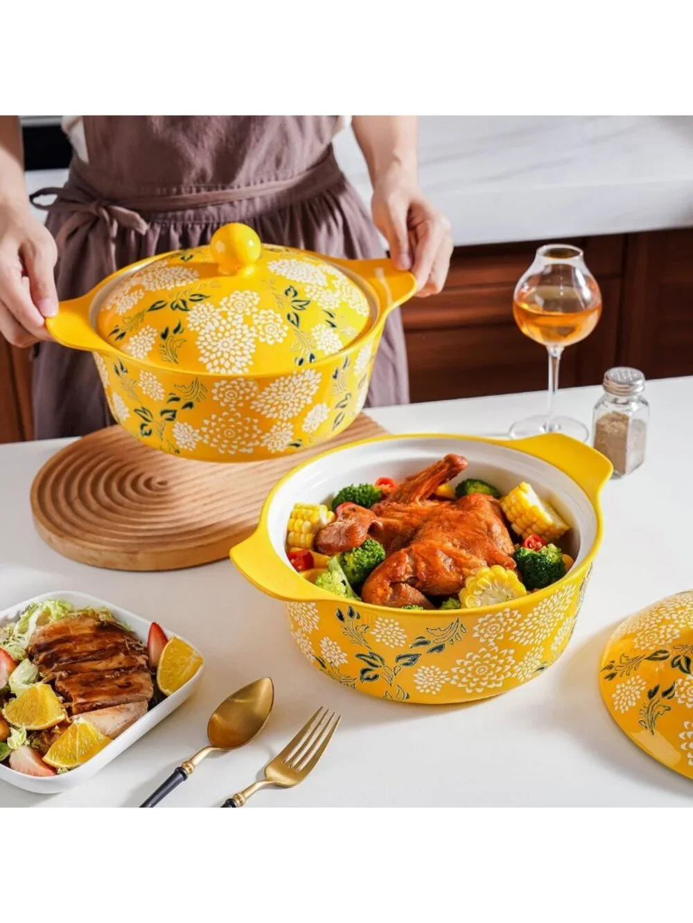 Ceramic Casserole Dish with Lid - Versatile Oven Baking Dish for Home Cooking